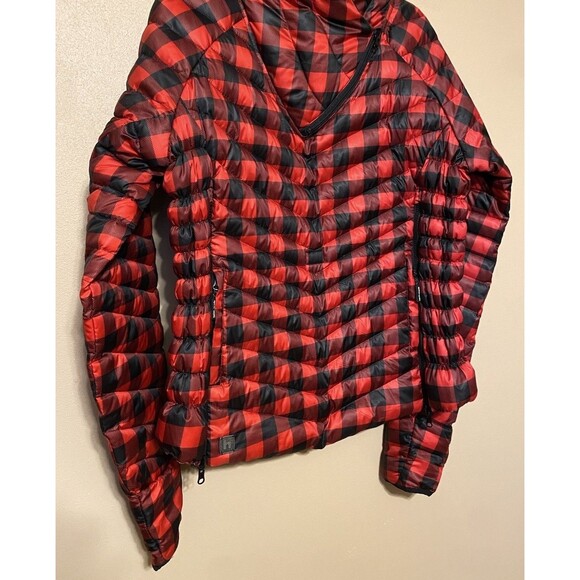 Heim-Made Lumber Jacket Puffer Red Black Plaid Women XL Down Hooded Pullover EUC - Picture 5 of 16
